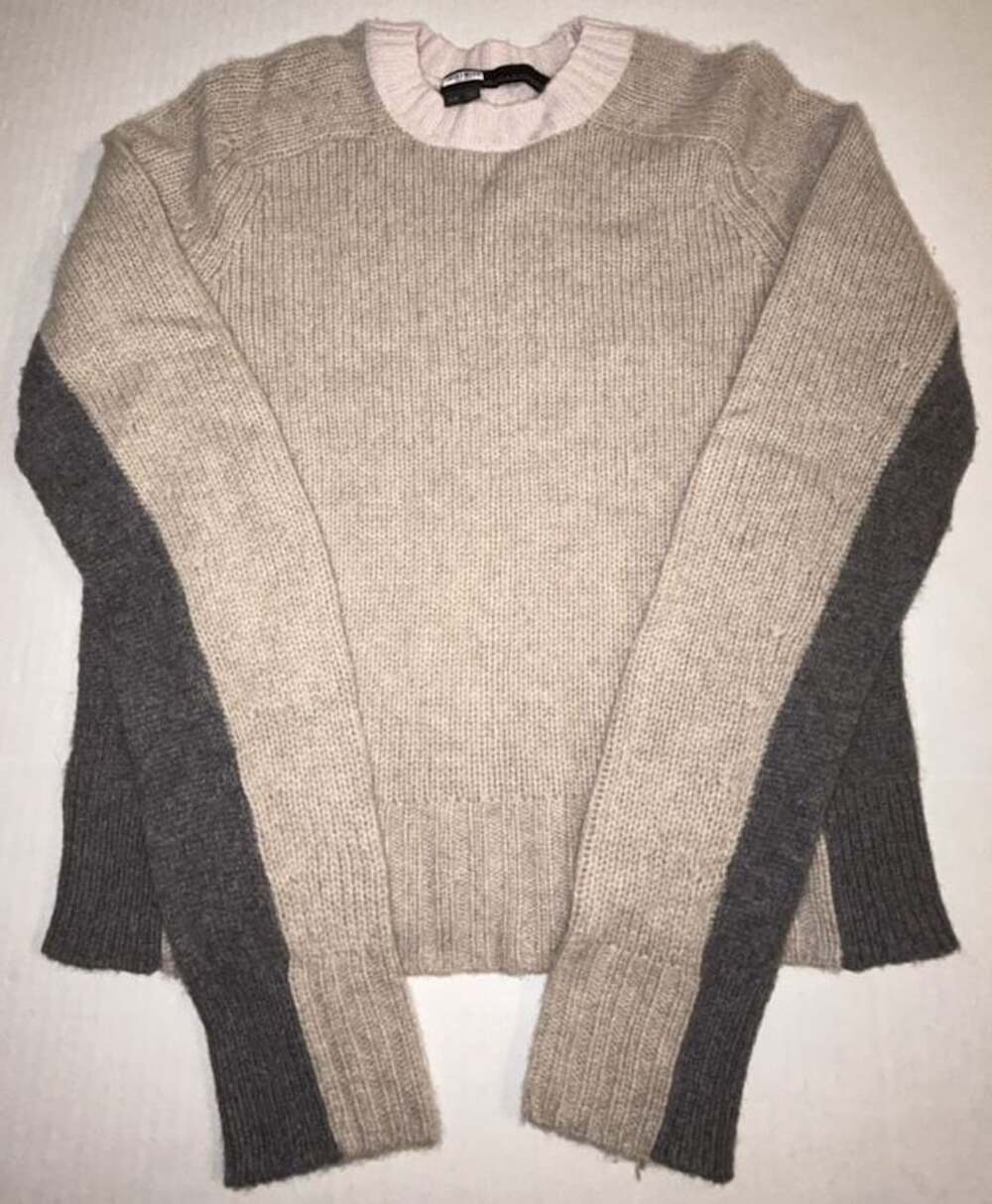 360 Cashmere Colorblock Ribbed Knit Crewneck Sweater